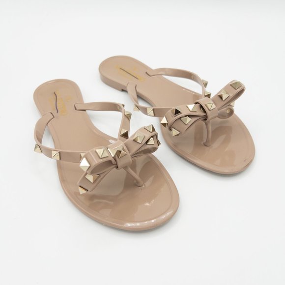 Valentino Garavani Rockstud PVC Flat Thong Sandals - Picture 3 of 9